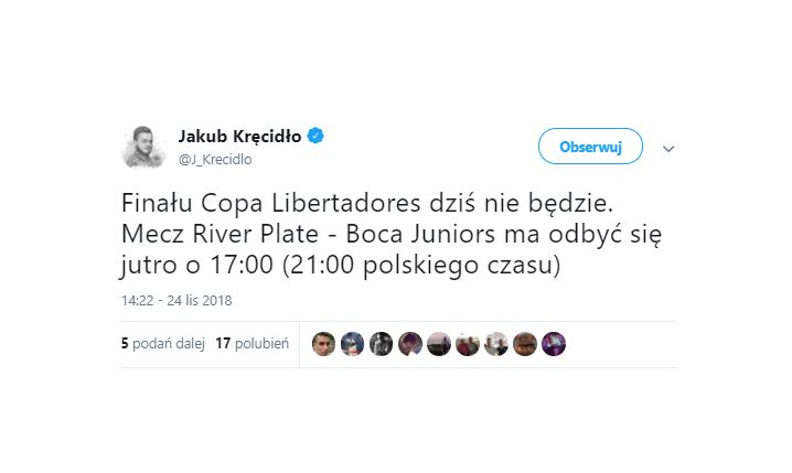 Mecz River Plate - Boca Juniors został przełożony!